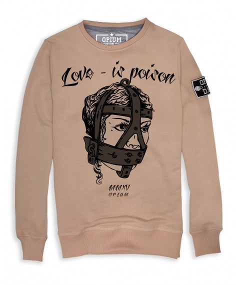 Beige men's LOVE sweatshirt - IS POISON