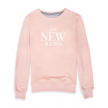 Das weibliche Sweatshirt der Farbe des Puders &quot;The new icons&quot;