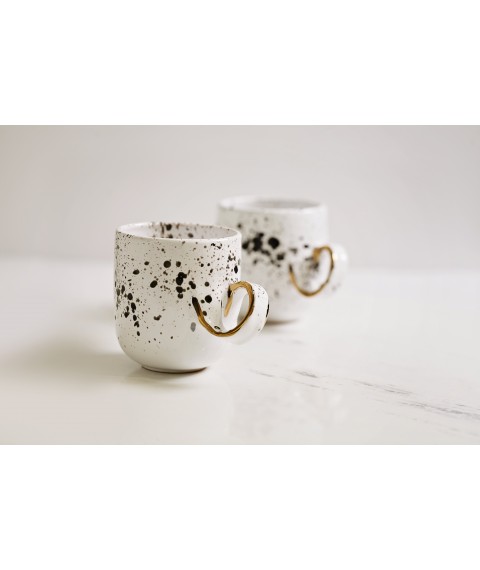 Cup & quot; Dalmatians & quot; with curved handle and gilding