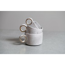Cup With Ring And Gilding, & quot; Light Gray Stone & quot;