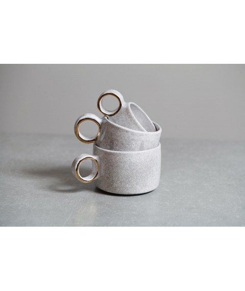 Cup With Ring And Gilding, & quot; Light Gray Stone & quot;