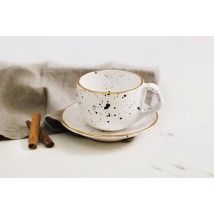 Dalmatian golden cup with saucer