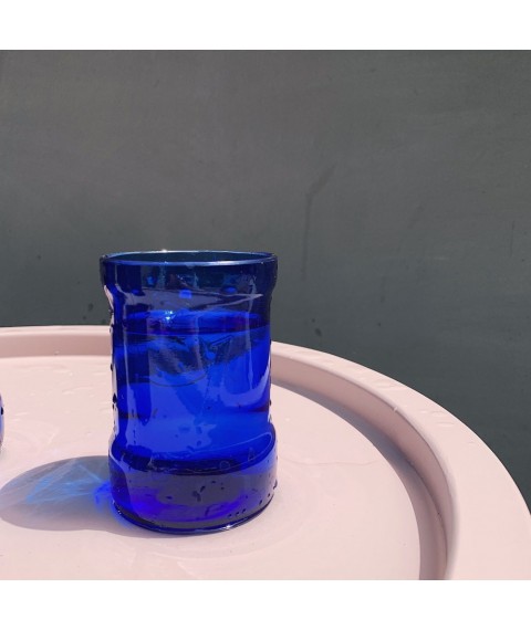 Blue glass made of rescued glass