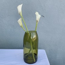 Vase from a recycled wine bottle