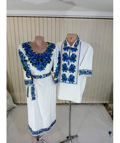  Handmade beaded handmade couple, women's dress and men's shirt.