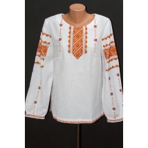  Women's shirt embroidered with thread in hand.