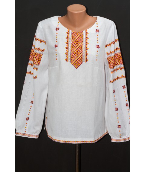  Women's shirt embroidered with thread in hand.
