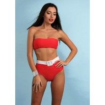 Red swimsuit with belt