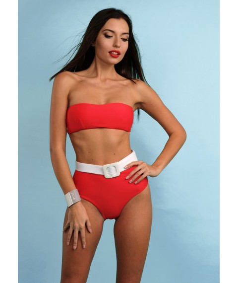 Swimsuit red with a belt
