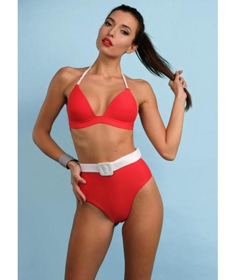 Red bodice swimsuit with push-up