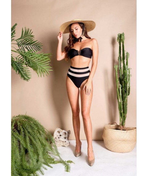 High-Waisted Swimsuit with mesh
