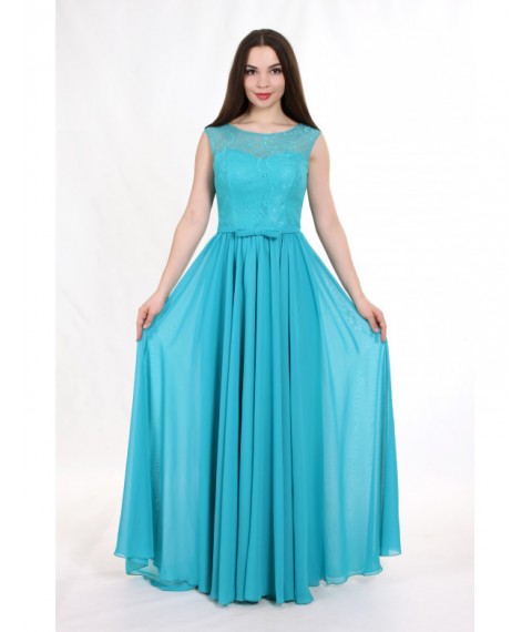 Женское вечернее платье дизайнерское бирюза макси в пол Modna KAZKA MKENG2043-2 42
