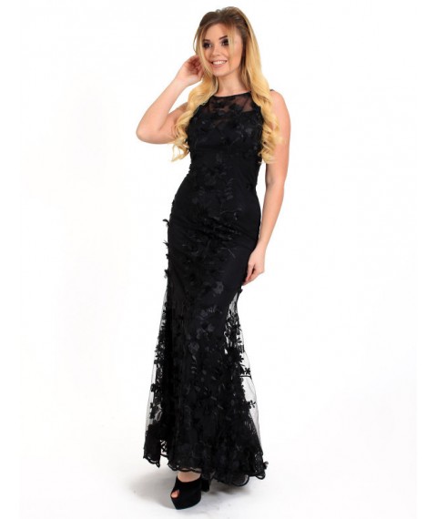 Женское вечернее платье дизайнерское чёрное макси в пол  Modna KAZKA MKENG2116