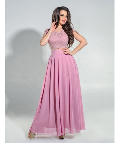 Платье женское розовое вечернее дизайнерское длинное в пол Modna KAZKA MKENGMKENP0808-1