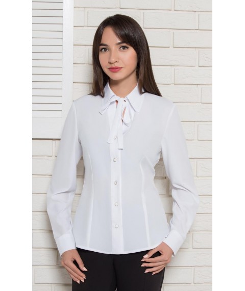 Блуза женская белая офисная на пуговицы Modna KAZKA MKBT9869-4 46