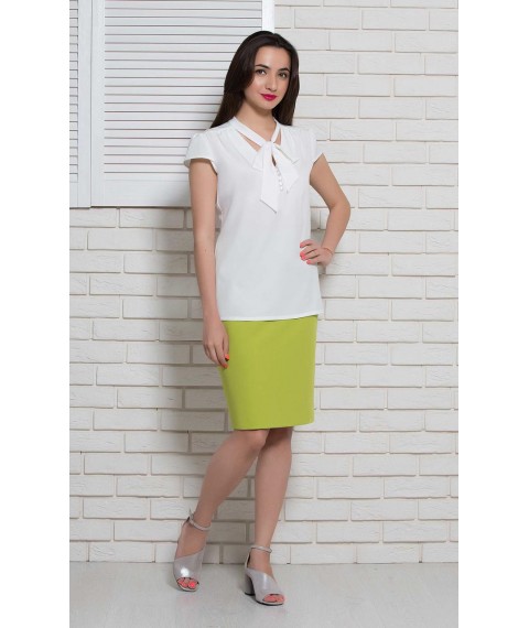 Женская блуза женская белая офисная на короткий рукав Modna KAZKA MKBT9782 52