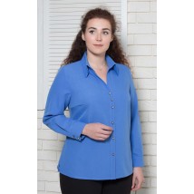 Блуза женская офисная однотонная большого размера синяя васильковая классика Modna KAZKA MKBT8796-5 56