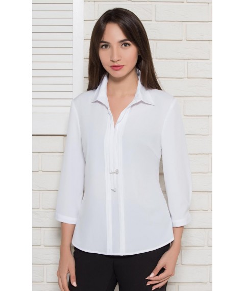 Блуза женская белая офисная с отложным воротником Modna KAZKA MKBT8177-3 46