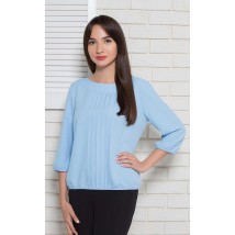 Женская блуза базовая офисная однотонная Modna KAZKA голубая MKBT7198-1