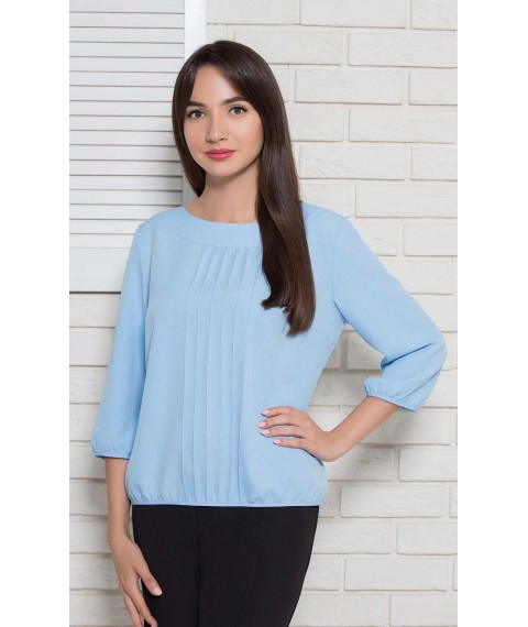 Женская блуза базовая офисная однотонная Modna KAZKA голубая MKBT7198-1