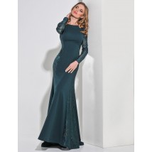 Платье женское зеленое вечернее длинное в пол дизайне с юбкой годе Modna KAZKA MKENG2161