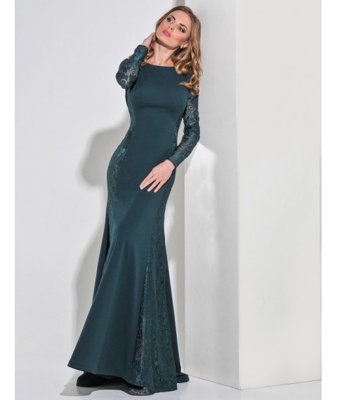 Платье женское зеленое вечернее длинное в пол дизайне с юбкой годе Modna KAZKA MKENG2161 42