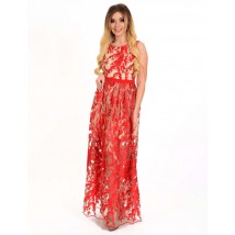 Женское вечернее платье красное гипюровое макси в пол Modna KAZKA MKENG2178