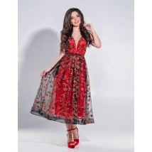 Платье женское красное вечернее миди нарядное дизайнерское Modna KAZKA MKENG2182 42