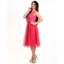 Платье женское розовое вечернее дизайнерское с пышной юбкой миди Modna KAZKA MKENP0788