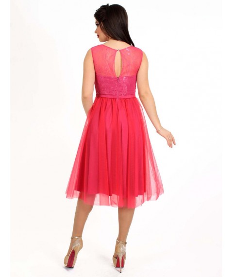 Платье женское розовое вечернее дизайнерское с пышной юбкой миди Modna KAZKA MKENP0788