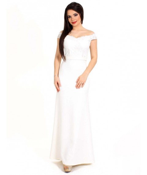Платье женское вечернее белое длинное в пол Modna KAZKA MKENG22091
