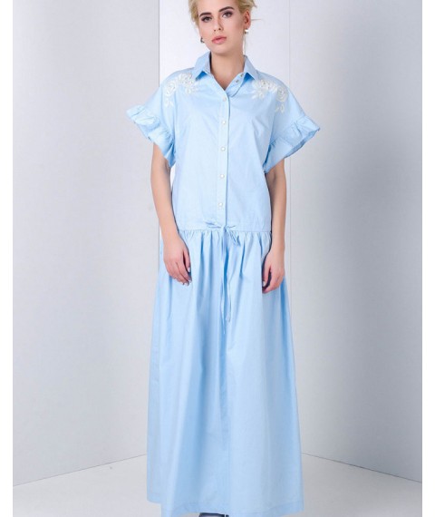 Платье женское летнее котоновое макси голубое Modna KAZKA MKSH1999 46