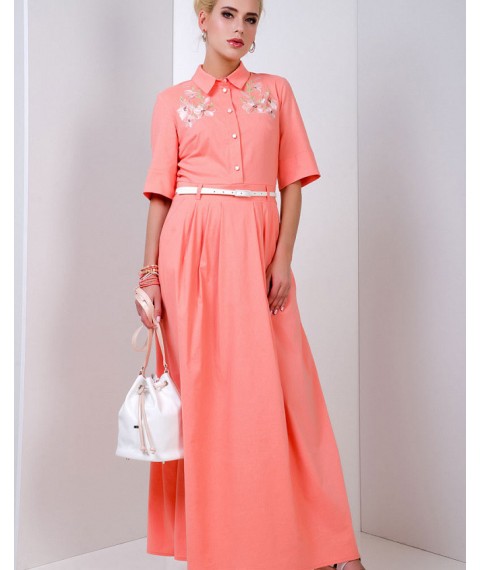 Женское платье летнее макси кораллового цвета Modna KAZKA MKSH2034