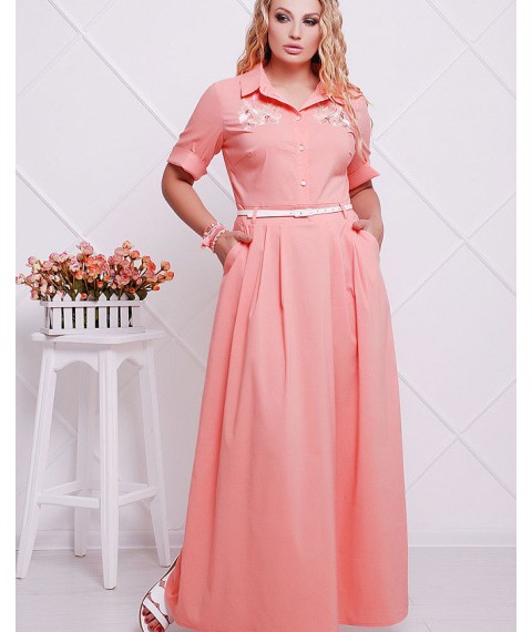 Женское платье летнее макси кораллового цвета Modna KAZKA MKSH2034 42