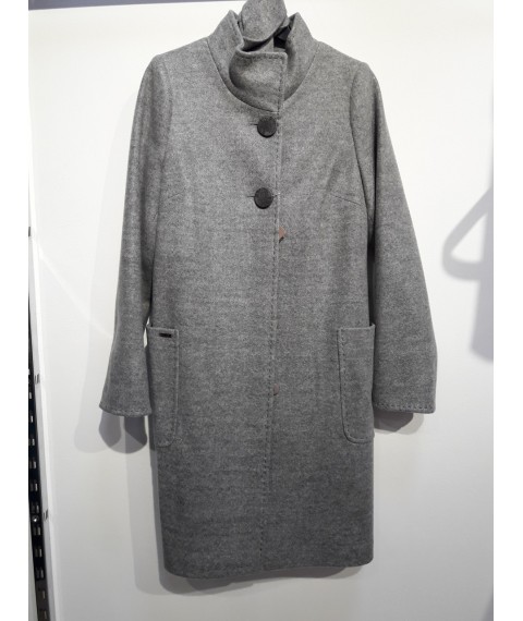 Пальто женское кашемировое серое дизайнерское на стойке Иванна Modna KAZKA MKVSR7054-1