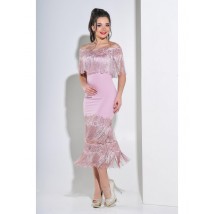 Платье женское дизайнерское розовое вечернее миди Modna KAZKA MKENG2198