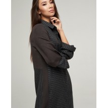 Платье - рубашка женское комбинированное в полоску серое дизайнерское Modna KAZKA MKSH2243