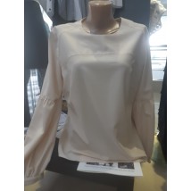 Женская блуза базовая офисная с длинным рукавом классика однотонная кремовая Modna KAZKA MKBT9187-2