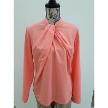 Женская блуза базовая офисная с длинным рукавом на стойку розовая Modna KAZKA MKBT7662-7