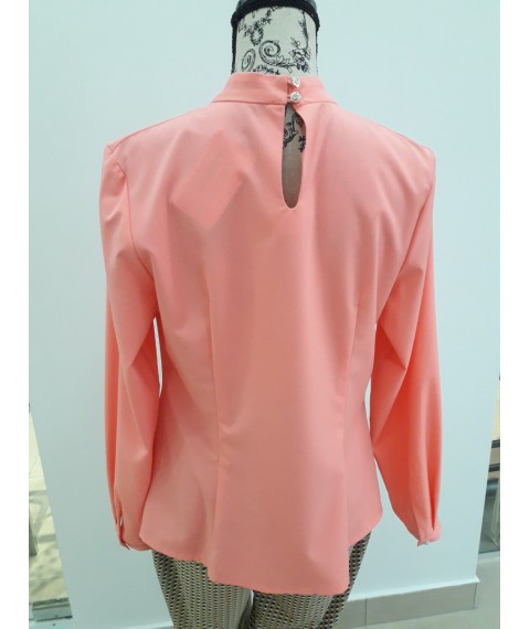 Женская блуза базовая офисная с длинным рукавом на стойку розовая Modna KAZKA MKBT7662-7