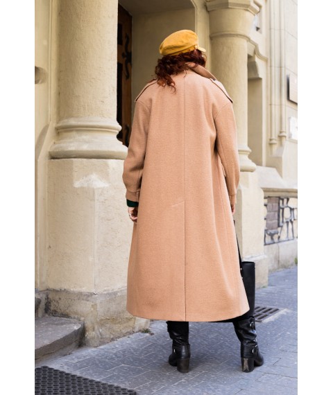Пальто женское шерстяное длинное дизайнерское бежевое Modna KAZKA MKV7138-2