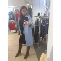 Пальто женское шерстяное голубое приталенное дизайнерское Modna KAZKA MKV-7028 44