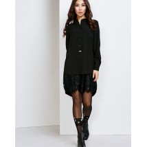 Платье-рубашка женское чёрное с гипюром дизайнерское Руже Modna KAZKA MKSH2138-2 48