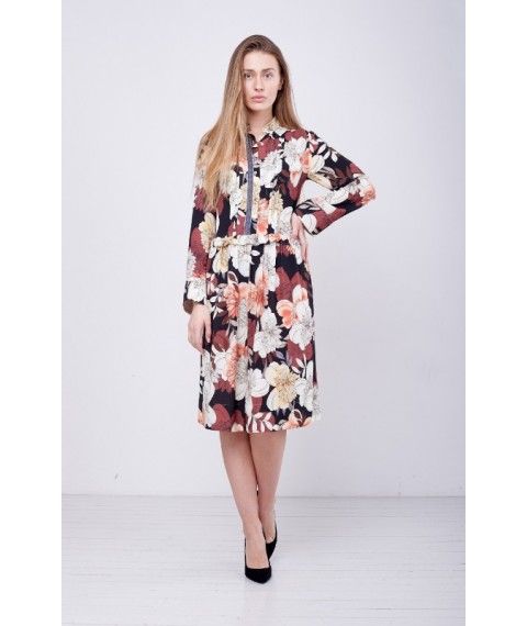 Платье женское коричневое шифоновое в цветы Modna KAZKA Пиаф MKPR1777-19З 52