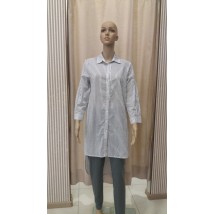 Рубашка женская в полоску белая коттоновая удлинённая Modna KAZKA MKTL5173-3