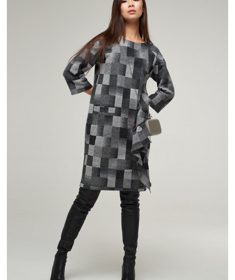 Платье женское шерстяное пиксель серое тёплое "Кристи" Modna KAZKA MKSH2239 42