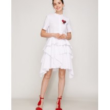 Платье женское летнее белое с отрезной юбкой дизайнерское Modna KAZKA Емодзи MKSH2181-1 46