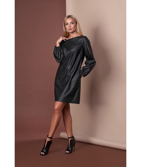 Платье женское из экокожи короткое чёрное Modna KAZKA Черутти MKSN2187-01