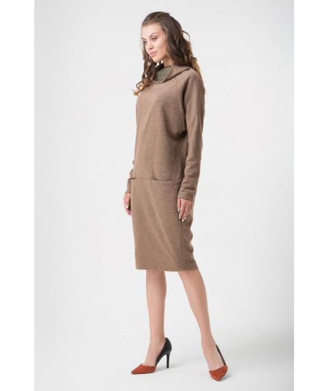 Платье женское трикотажное коричневое на каждый день демисезонное Modna KAZKA MKRM1757