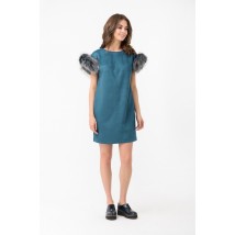 Женское платье бирюзовое дизайнерское короткое на каждый день Modna KAZKA MKRM1868-1